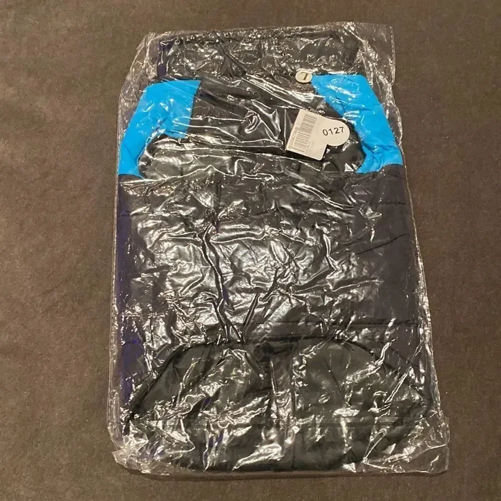 Dog Coat Black & Blue ZipUp No Pull Design D-Rings to attach Leash Size L NEW